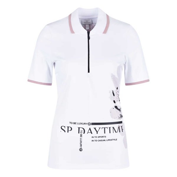 Sportalm Poloshirt mit modischen Blumenmotiv (optical white)