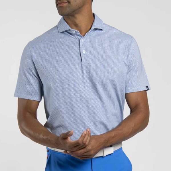 Kjus Hollow Pima Print Polo (white/catamaran)